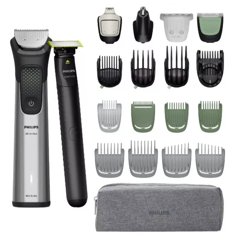 Philips All-in-One Trimmer 9000 Series MG9557/15 20-in-1 Trimmer sidabrinis, 120 min baterijos veikimo laikas
