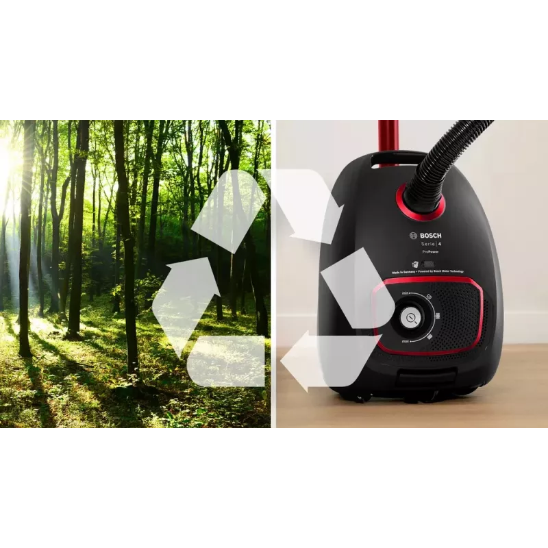 Bosch Serie 4 BGB41POW1 – cikloninis dulkių siurblys, 850 W, 4 L maišas, HEPA13, teleskopinis metalinis vamzdis