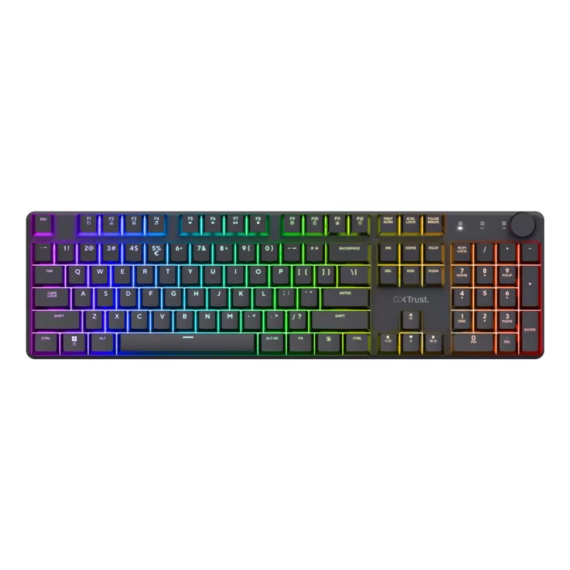 Trust GXT 868 Torix klaviatūra žaidimams USB + RF belaidė + Bluetooth QWERTY JAV anglų juoda