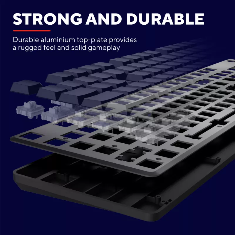 Trust GXT 868 Torix klaviatūra žaidimams USB + RF belaidė + Bluetooth QWERTY JAV anglų juoda