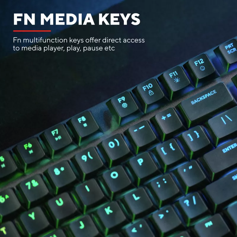 Trust GXT 868 Torix klaviatūra žaidimams USB + RF belaidė + Bluetooth QWERTY JAV anglų juoda