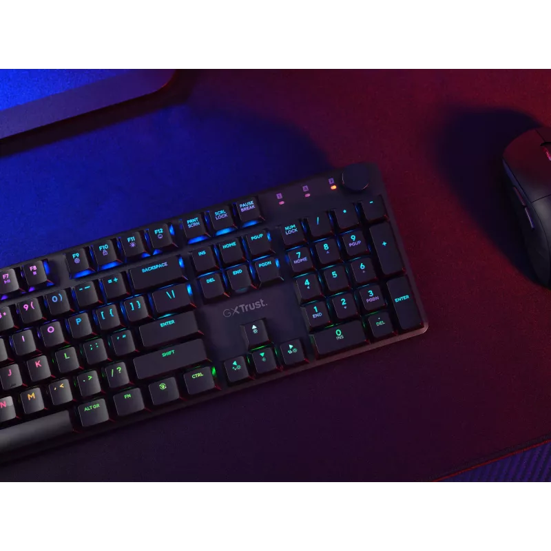 Trust GXT 868 Torix klaviatūra žaidimams USB + RF belaidė + Bluetooth QWERTY JAV anglų juoda