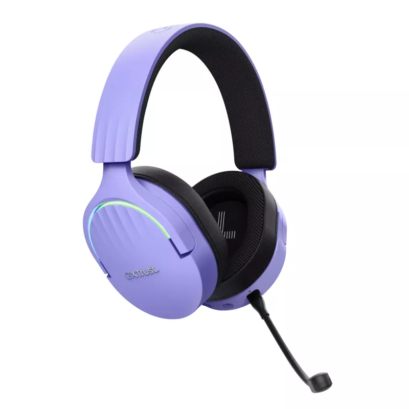 Ausinės Trust GXT 491P FAYZO laidinės ir belaidės, ausinė ant galvos, žaidimų, USB Type-A, Bluetooth, juoda, violetinė