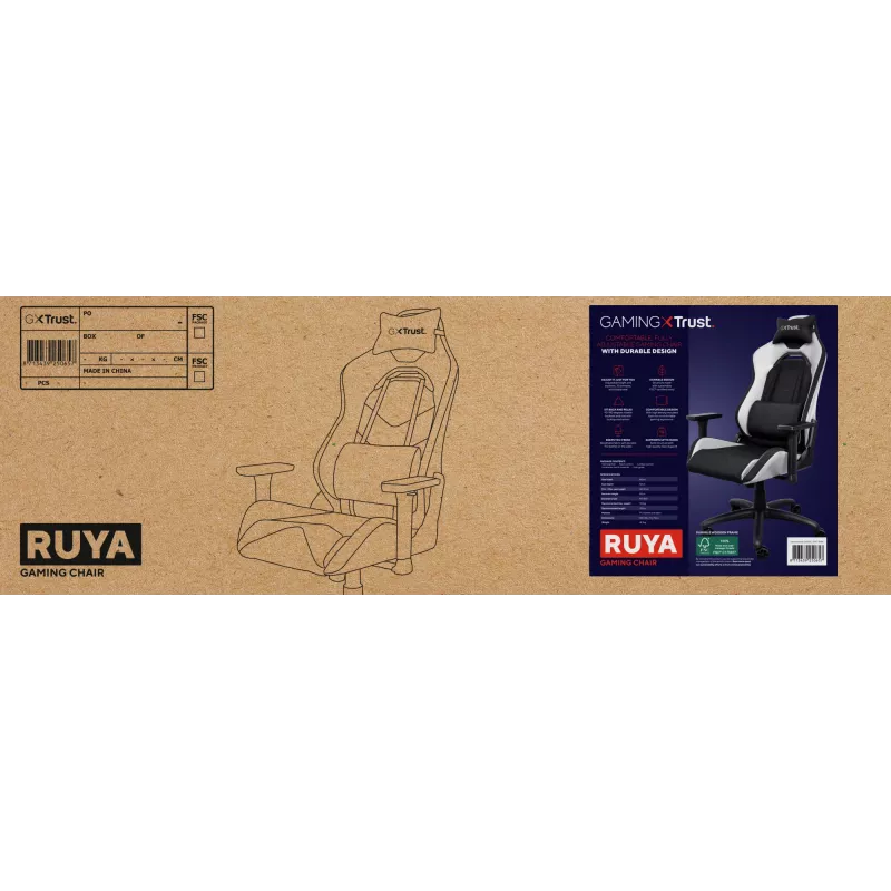 Žaidimų kėdė Trust GXT 714 RUYA universali Juoda, Balta