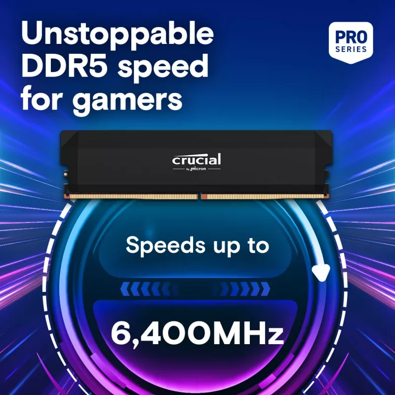 MICRON / CRUCIAL Memory - Crucial Pro - DDR5-6000 UDIMM - OC Gaming - 64GB rinkinys (2x32GB) - Juoda