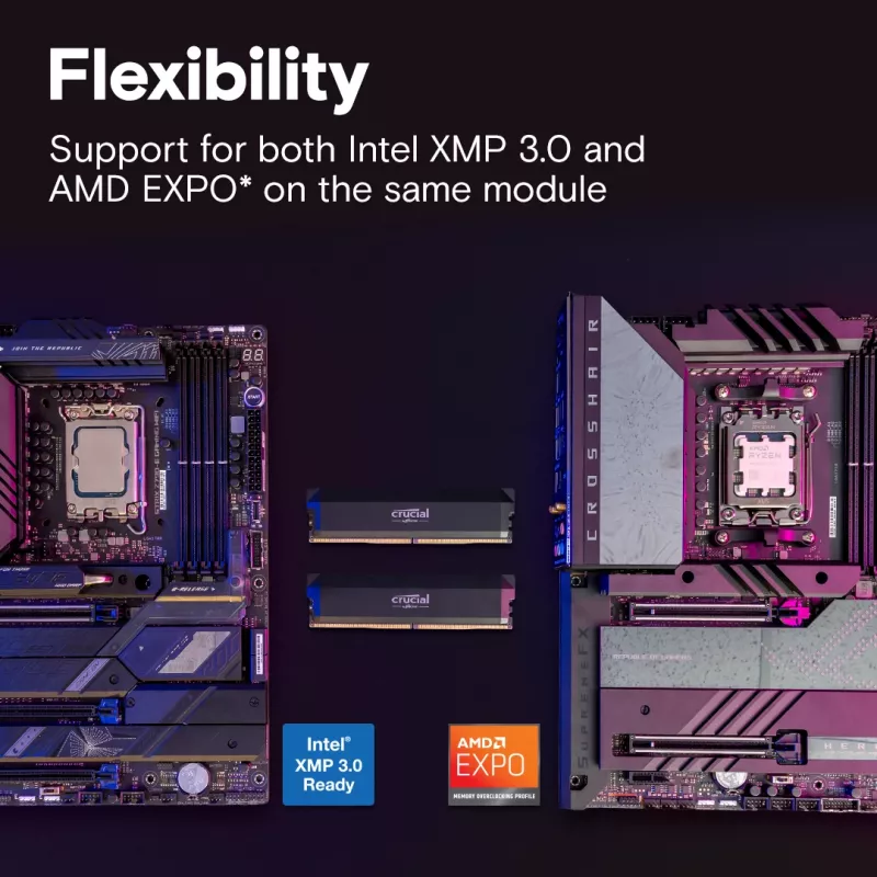MICRON / CRUCIAL Memory - Crucial Pro - DDR5-6000 UDIMM - OC Gaming - 64GB rinkinys (2x32GB) - Juoda