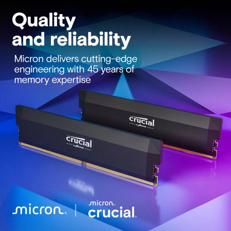 MICRON / CRUCIAL Memory - Crucial Pro - DDR5-6000 UDIMM - OC Gaming - 64GB rinkinys (2x32GB) - Juoda
