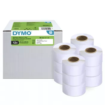 DYMO Authentic LabelWriter adresų etiketės | 28mm x 89mm | 12 ritinių po 130 lengvai nuimamų etikečių (1 560 vnt.) | Lipnios | Skirtos LabelWriter etikečių spausdintuvams