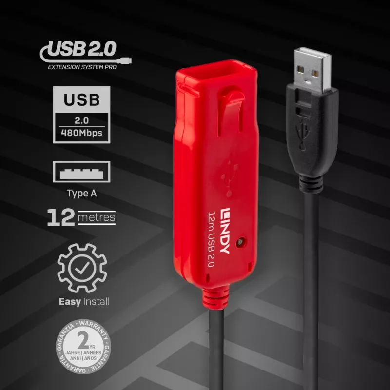 USB ilginimo kabelis Lindy 12m Active Extension Pro