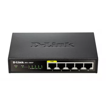 D-Link DES-1005P nevaldomas L2 Fast Ethernet (10/100) Power over Ethernet (PoE) jungiklis juodas