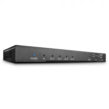 Lindy 4 prievadų HDMI 18G skirstytuvas su garsu ir raiškos mažinimu