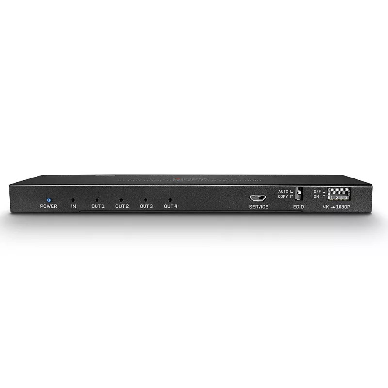 Lindy 4 prievadų HDMI 18G skirstytuvas su garsu ir raiškos mažinimu