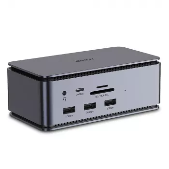 Lindy DST-Pro USB4 USB-C nešiojamojo kompiuterio dokų stotelė