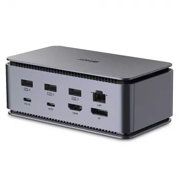 Lindy DST-Pro USB4 USB-C nešiojamojo kompiuterio dokų stotelė