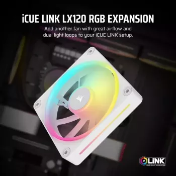 Ventiliatorius Corsair iCUE LINK LX120 RGB 12 cm Baltas 400-2400 RPM