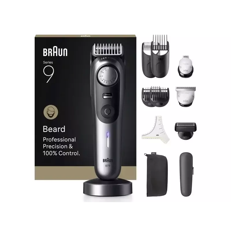 Braun BeardTrimmer 9 BT9560 Belaidis 52 2 cm Šlapias ir Sausas Juoda, Pilka