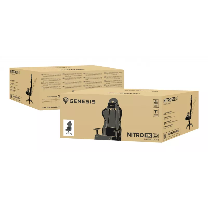 GENESIS Nitro 550 G2 Žaidimų kėdė su paminkštinta sėdyne Juoda, Pilka