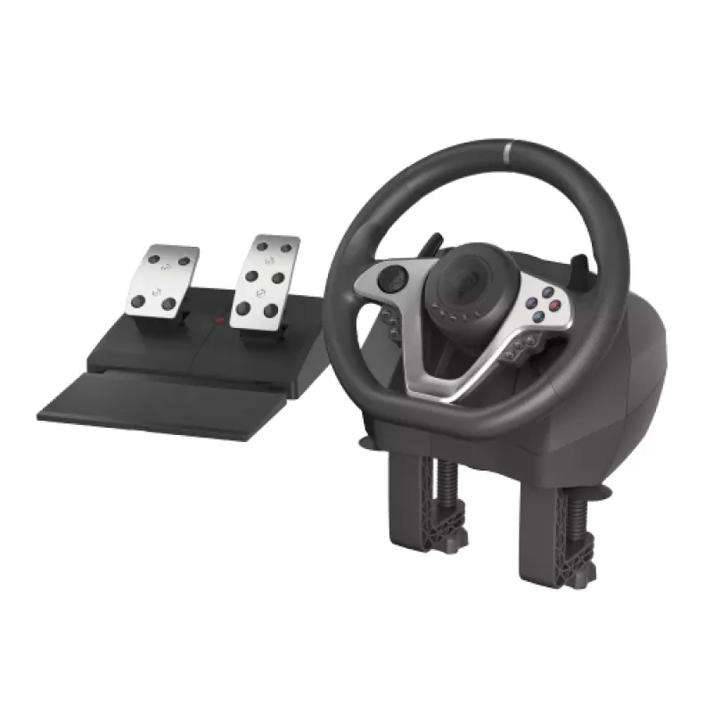 GENESIS Seaborg 400 Juodas, Sidabrinis USB Vairas su Pedalais, Nintendo Switch, PC, PlayStation 4, PlayStation 3, Xbox 360, Xbox One, Xbox One S, Xbox One X