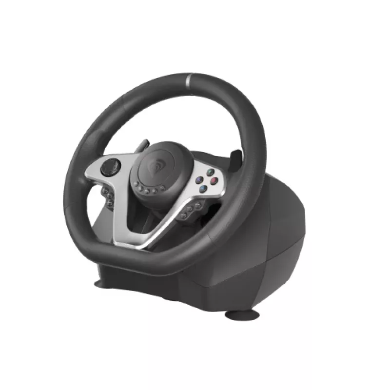 GENESIS Seaborg 400 Juodas, Sidabrinis USB Vairas su Pedalais, Nintendo Switch, PC, PlayStation 4, PlayStation 3, Xbox 360, Xbox One, Xbox One S, Xbox One X