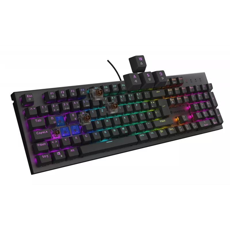 GENESIS Thor 303 klaviatūra žaidimams USB QWERTZ vokiška juoda mechaninė RGB
