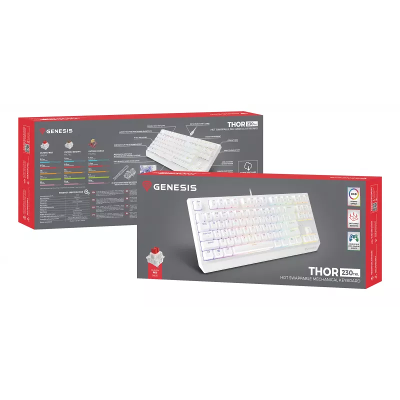 GENESIS Thor 230 TKL klaviatūra žaidimams USB QWERTY JAV anglų balta