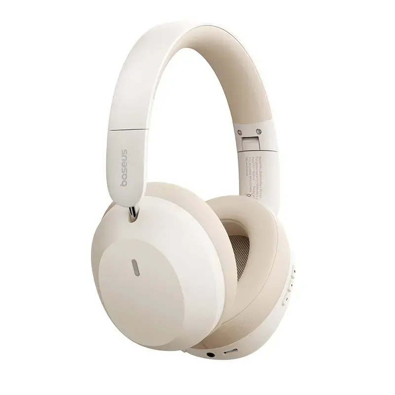 Ausinės Baseus Bass 35 Max – belaidės Bluetooth, ant galvos, uždengiančios ausis, USB Type-C, 20–20000 Hz, 10 m, balta
