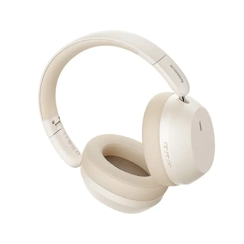 Ausinės Baseus Bass 35 Max – belaidės Bluetooth, ant galvos, uždengiančios ausis, USB Type-C, 20–20000 Hz, 10 m, balta