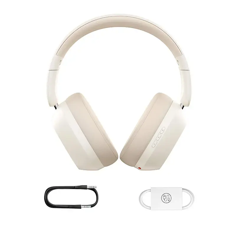 Ausinės Baseus Bass 35 Max – belaidės Bluetooth, ant galvos, uždengiančios ausis, USB Type-C, 20–20000 Hz, 10 m, balta
