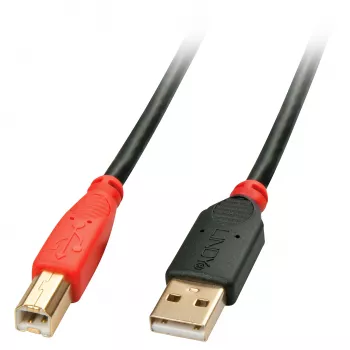 Lindy 15m USB 2.0 Type A į B aktyvus kabelis, 15 m, USB A, USB B, USB 2.0, vyriškas/vyriškas, juoda, raudona