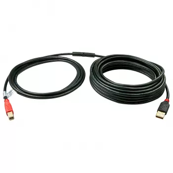 Lindy 15m USB 2.0 Type A į B aktyvus kabelis, 15 m, USB A, USB B, USB 2.0, vyriškas/vyriškas, juoda, raudona