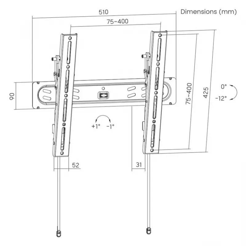 Gembird PRO Series TV Laikiklis Sieninis, Pasvirantis, 32–65 col.