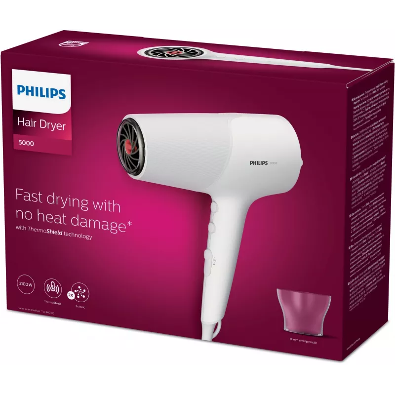 Philips 5000 serijos BHD500/00 plaukų džiovintuvas 2100 W Baltas
