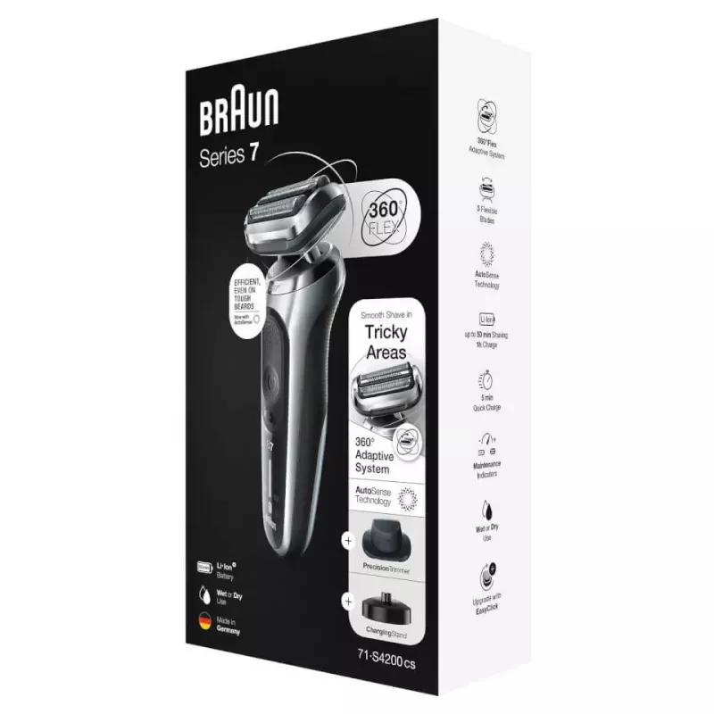 Folijos skustuvas Braun Series 7 71-S4200cs Juodas AutoSense Akumuliatorius