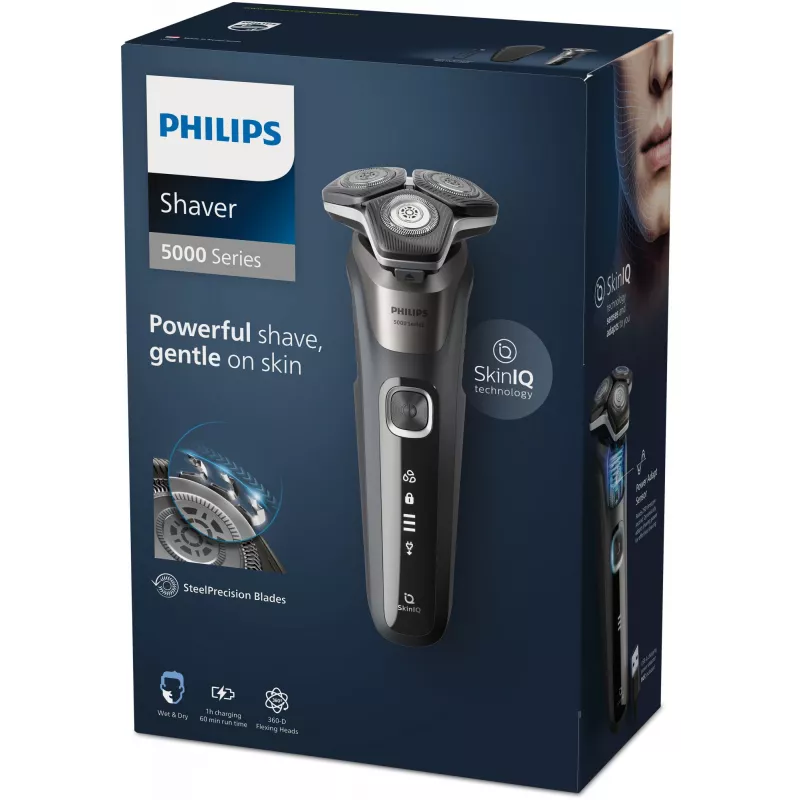 Philips SHAVER Series 5000 S5887/30 vyriškas skustuvas su trimeriu, juodas/pilkas