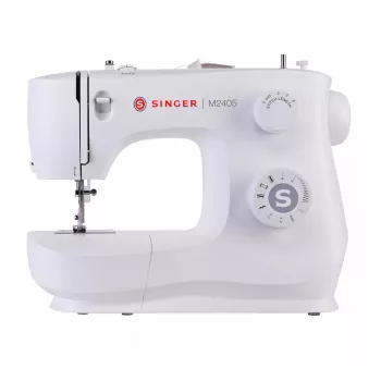 Pusiau automatinė siuvimo mašina SINGER M2405 – mechaninė, 11 programų, 8 siūlių raštai, 70 W, balta