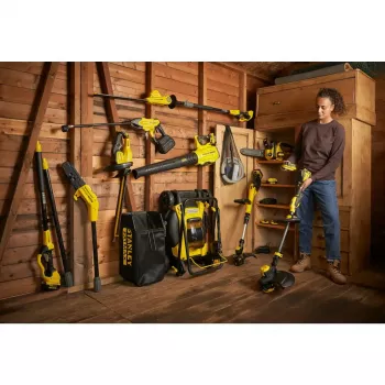 Akumuliatorinis teleskopinis krūmapjovė STANLEY FATMAX SFMCPH845M1-QW — 45 cm dvigubas peilis, 18 V Li‑Ion, 4,1 kg