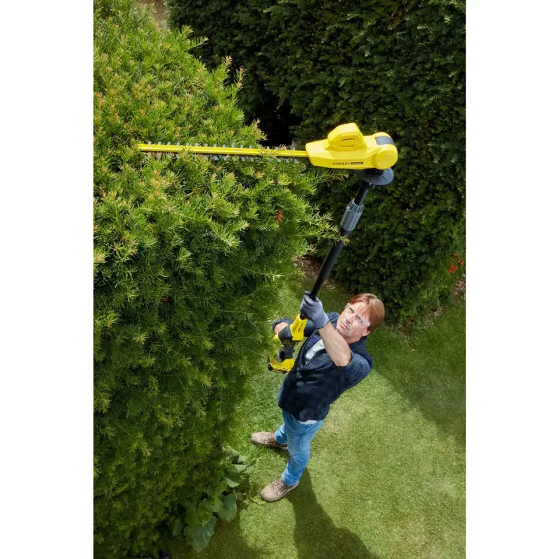 Akumuliatorinis teleskopinis krūmapjovė STANLEY FATMAX SFMCPH845M1-QW — 45 cm dvigubas peilis, 18 V Li‑Ion, 4,1 kg
