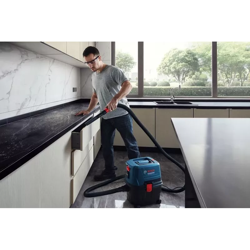 Bosch GAS 15 PS Professional cilindrinis dulkių siurblys sausam valymui, 1100 W, 15 L dulkių maišas, 8 L skysčio talpa, 270 mbar