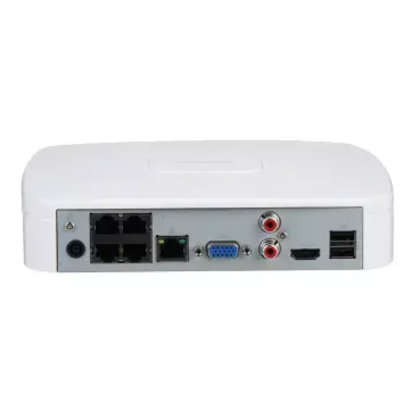 Tinklinis vaizdo registratorius DAHUA NVR4104-P-EI – 4 kanalų NVR, iki 3840×2160, SATA HDD, 1U, baltas