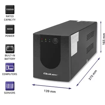 Nepertraukiamo maitinimo šaltinis Qoltec 53776 Line-Interactive 1.5 kVA 900 W 4 lizdai