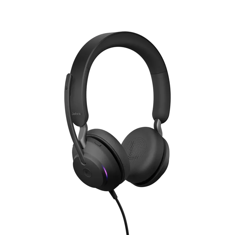 Jabra Evolve2 40 USB-A, MS Teams Stereo, laidinės ausinės biurui, 20 - 20000 Hz, 188 g, juodos