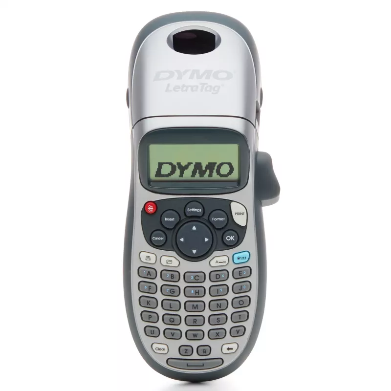 DYMO LetraTag LT-100H nešiojamas etikečių spausdintuvas su ABC klaviatūra ir LCD ekranu, sidabrinis
