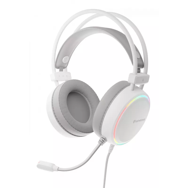 Ausinės GENESIS NSG-2308 Neon 613 G2, laidinės, žaidimams, USB Type-A, baltos