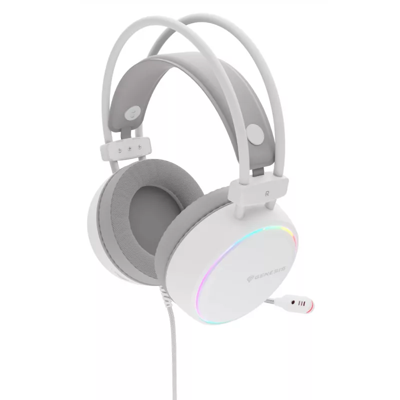 Ausinės GENESIS NSG-2308 Neon 613 G2, laidinės, žaidimams, USB Type-A, baltos