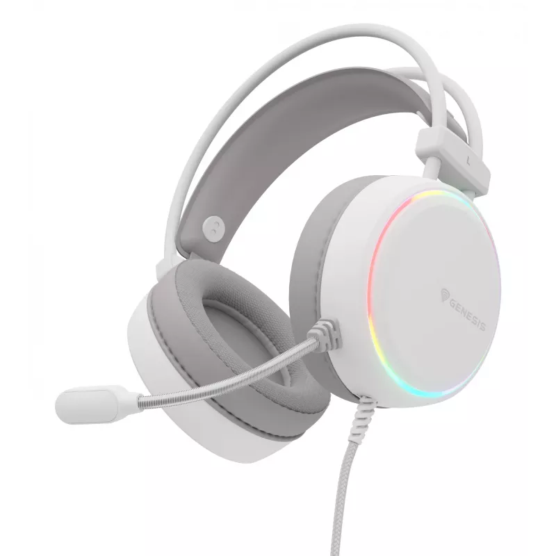 Ausinės GENESIS NSG-2308 Neon 613 G2, laidinės, žaidimams, USB Type-A, baltos