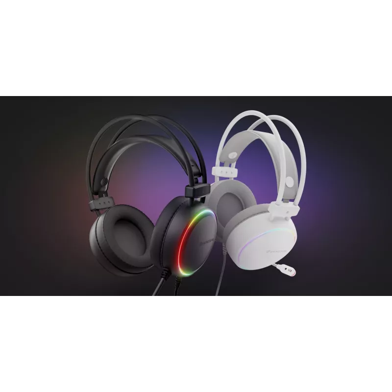 Ausinės GENESIS NSG-2308 Neon 613 G2, laidinės, žaidimams, USB Type-A, baltos