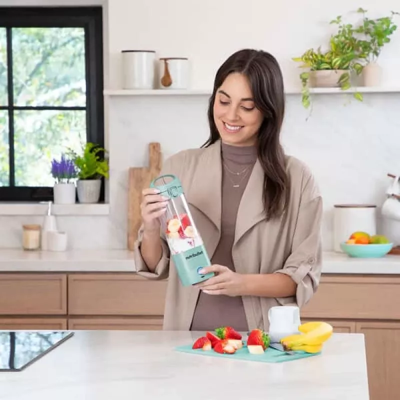 Sportinis trintuvas NUTRIBULLET Portable 0.475 L mėlynas, baterijomis maitinamas, Tritan dubuo, nerūdijančio plieno peiliai