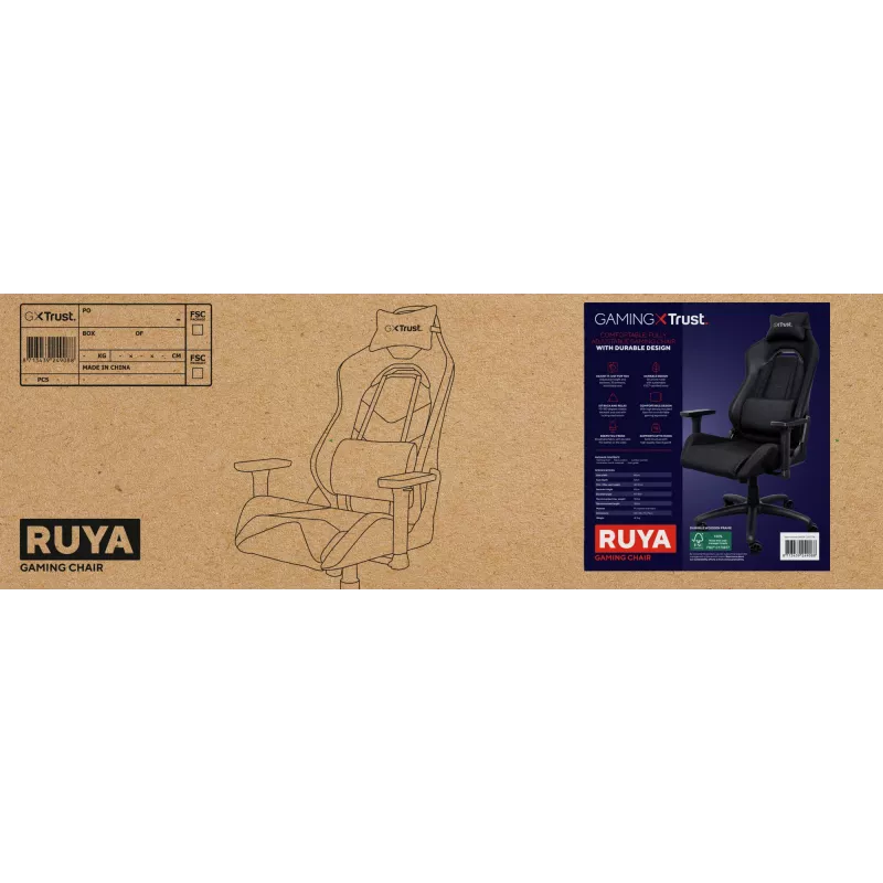 Trust GXT 714 RUYA universali žaidimų kėdė – juoda