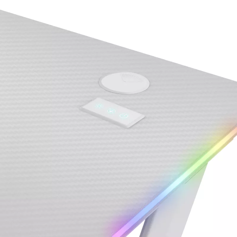 Trust GXT 709W LUMINUS Baltas žaidimų stalas su RGB apšvietimu