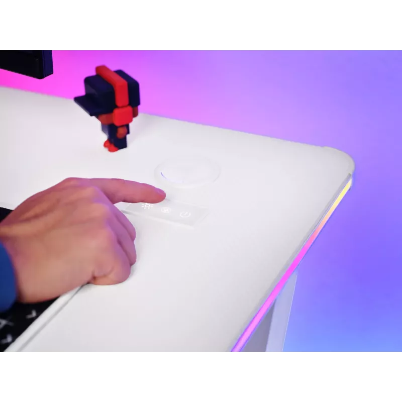 Trust GXT 709W LUMINUS Baltas žaidimų stalas su RGB apšvietimu